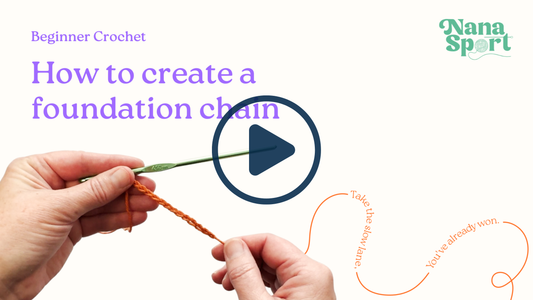 Video tutorial in crochet kit showing beginners how to crochet a foundation chain 