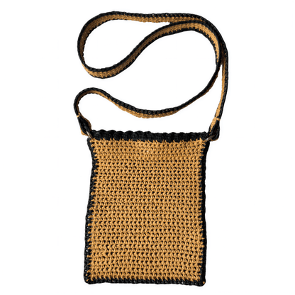 doris dirtbag crochet crossbody bag kit, natural with contrasting black trim